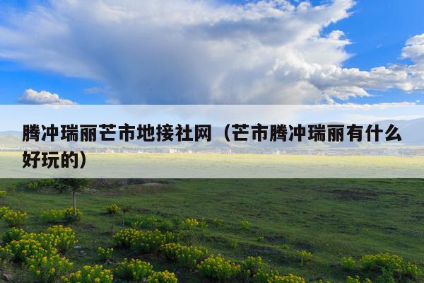 腾冲瑞丽芒市地接社网（芒市腾冲瑞丽有什么好玩的）